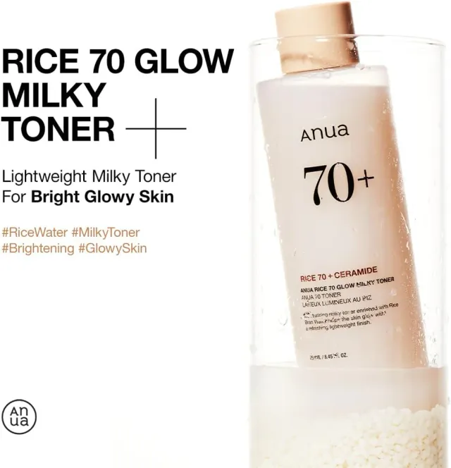 تونر روشن کننده و آبرسان برنج آنوا Anua Rice 70 Glow Milky Toner - تصویر 3