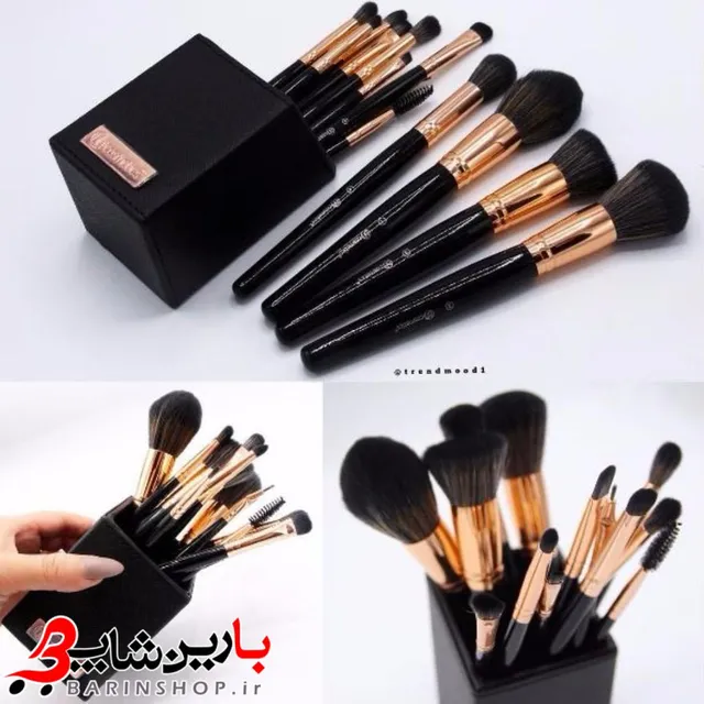 ست براش ۱۳ تایی بی اچ کازمتیکس استند دار مدل رز گلد مشکی (BH Cosmetics Signature Rose Gold 13 Piece Brush Set) - تصویر 4