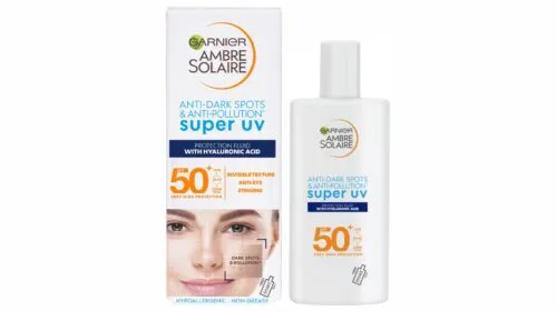 کرم ضد آفتاب بدون رنگ گارنیر SPF 50 مدل Ambre super uv ‌مناسب پوست‌های انواع پوست حجم 40 میلی‌لیتر