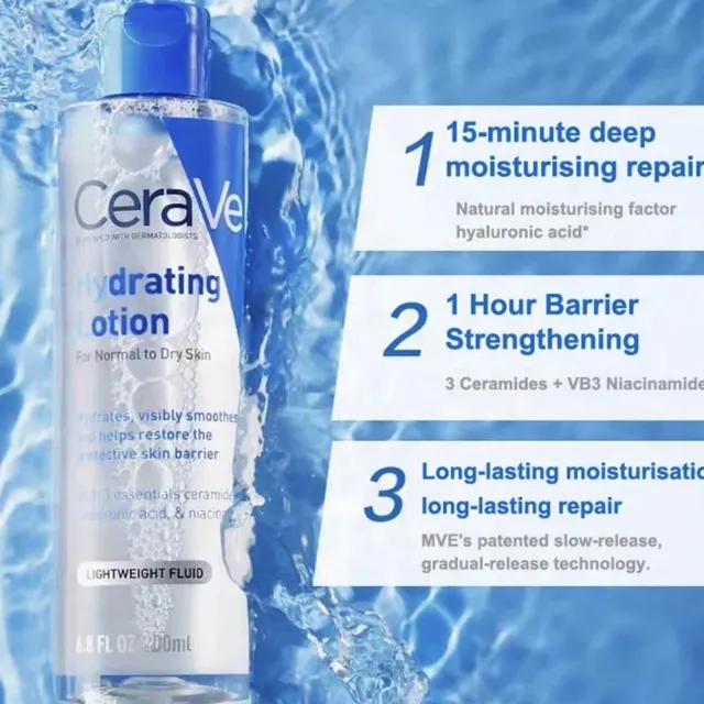 تونر آبرسان سراوی پوست دهیتراته و نرمال مدل آبی 200 میل Cerave Hydrating - تصویر 3