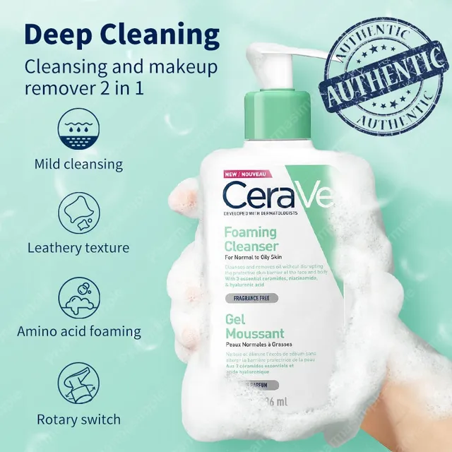 فوم شستشوی صورت مخصوص پوست نرمال و چرب سراوی 473میل Cerave ا Cerave Foaming Cleanser for normal to oily skin - تصویر 1
