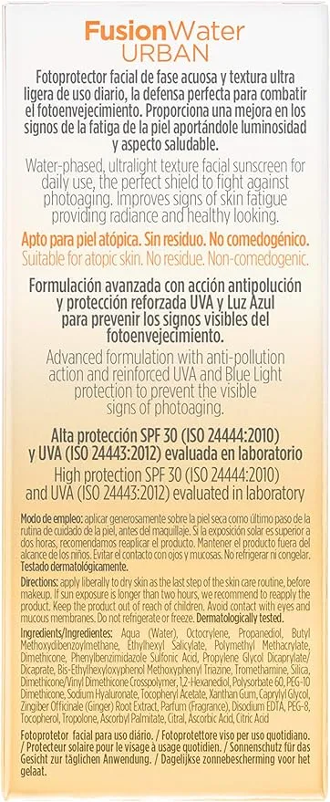 ضد آفتاب ایزدین فیوژن واتر اوربان SPF30 بدون رنگ 50 میل Isdin Fusion Water Urban Sunscreen SPF 30 Volume 50 ML - تصویر 4