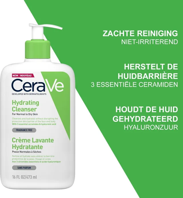 فوم شوینده صورت سراوی CeraVe حجم ۴۷۳ میل مخصوص پوست نرمال تا خشک مدل Hydrating Facial - تصویر 4